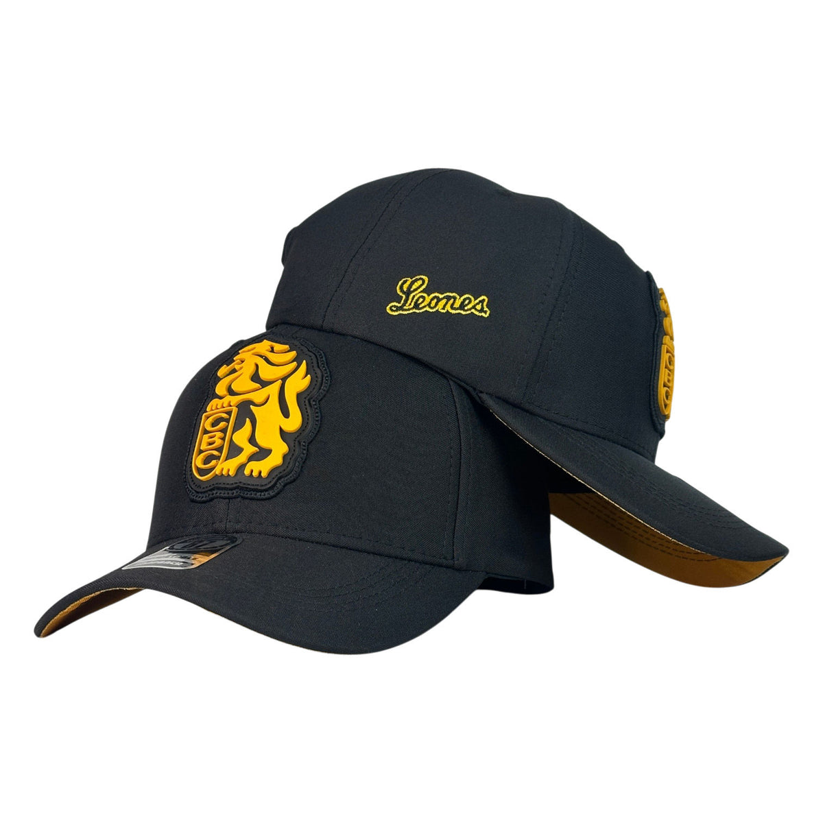 Gorra Venezuela Negra con Parche Frontal Amarillo y Bordado Lateral Amarillo.