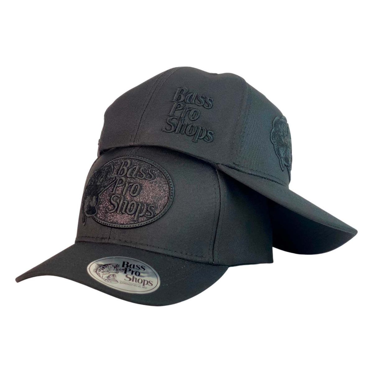 Gorra Bass Pro Shop Negra con Bordado en Relieve y Parche con Brillos.
