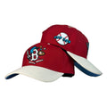 Gorra Full Caps Niño Roja con Visera Beige y Bordado Frontal.
