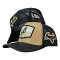 Gorra Full Corral Beige en Gamuza con Malla Negra y Bordado en Relieve.