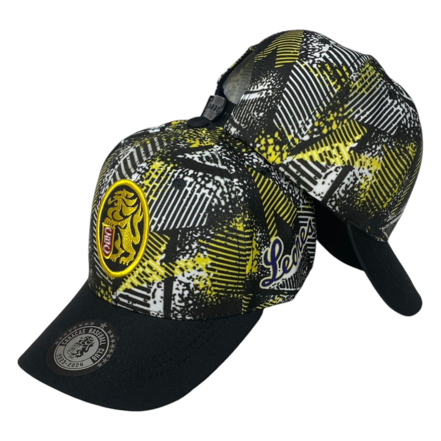 Gorra Venezuela Negra con Estampado Geométrico y Bordado en Relieve.