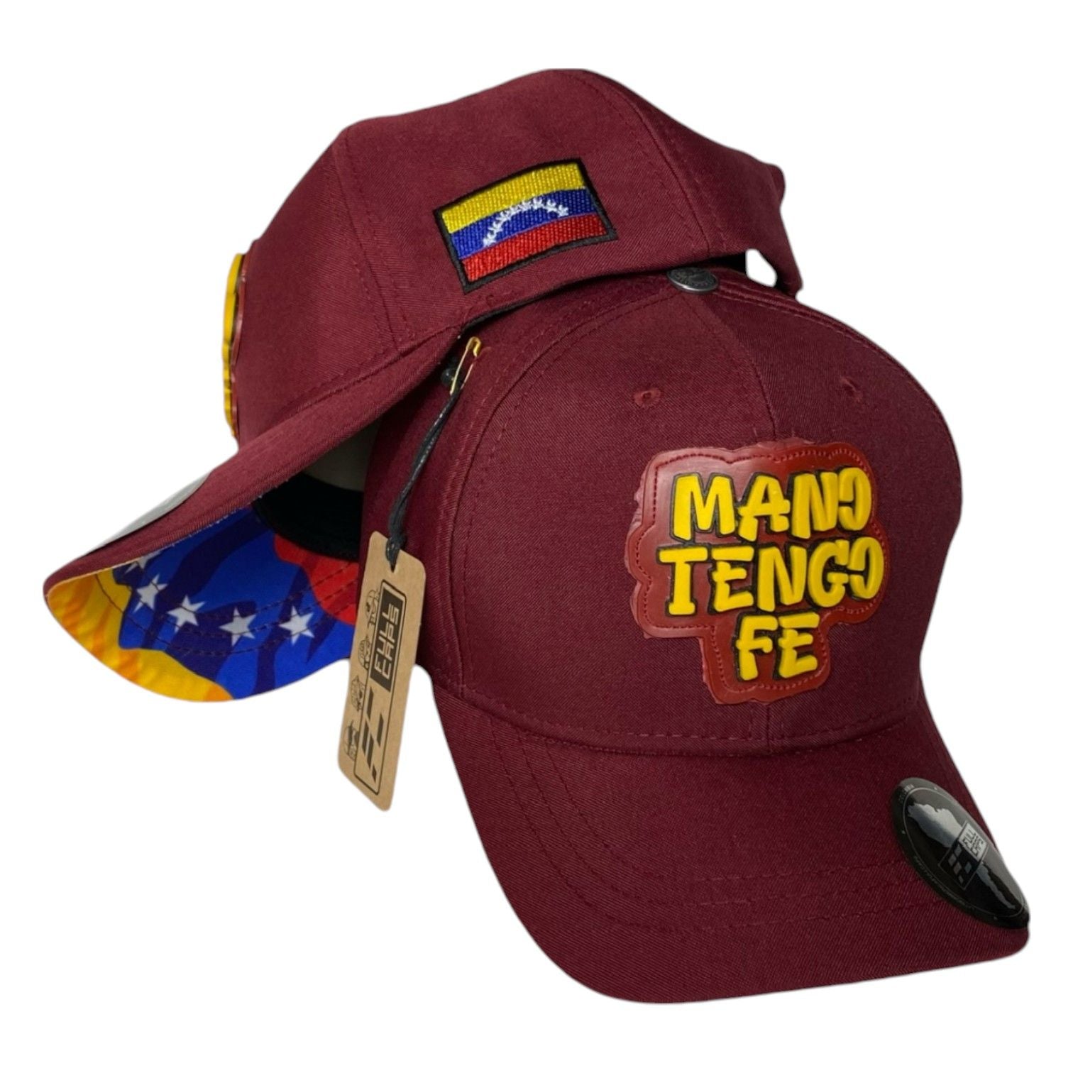 Gorra Venezuela Vinotinto con Estampado en Relieve y Parche de Bandera.