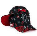 Gorra Comics Negra con Estampado de Spiderman y Bordado en Relieve.