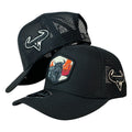 Gorra Full Corral Negra con Parche de Toro y Malla Negra.