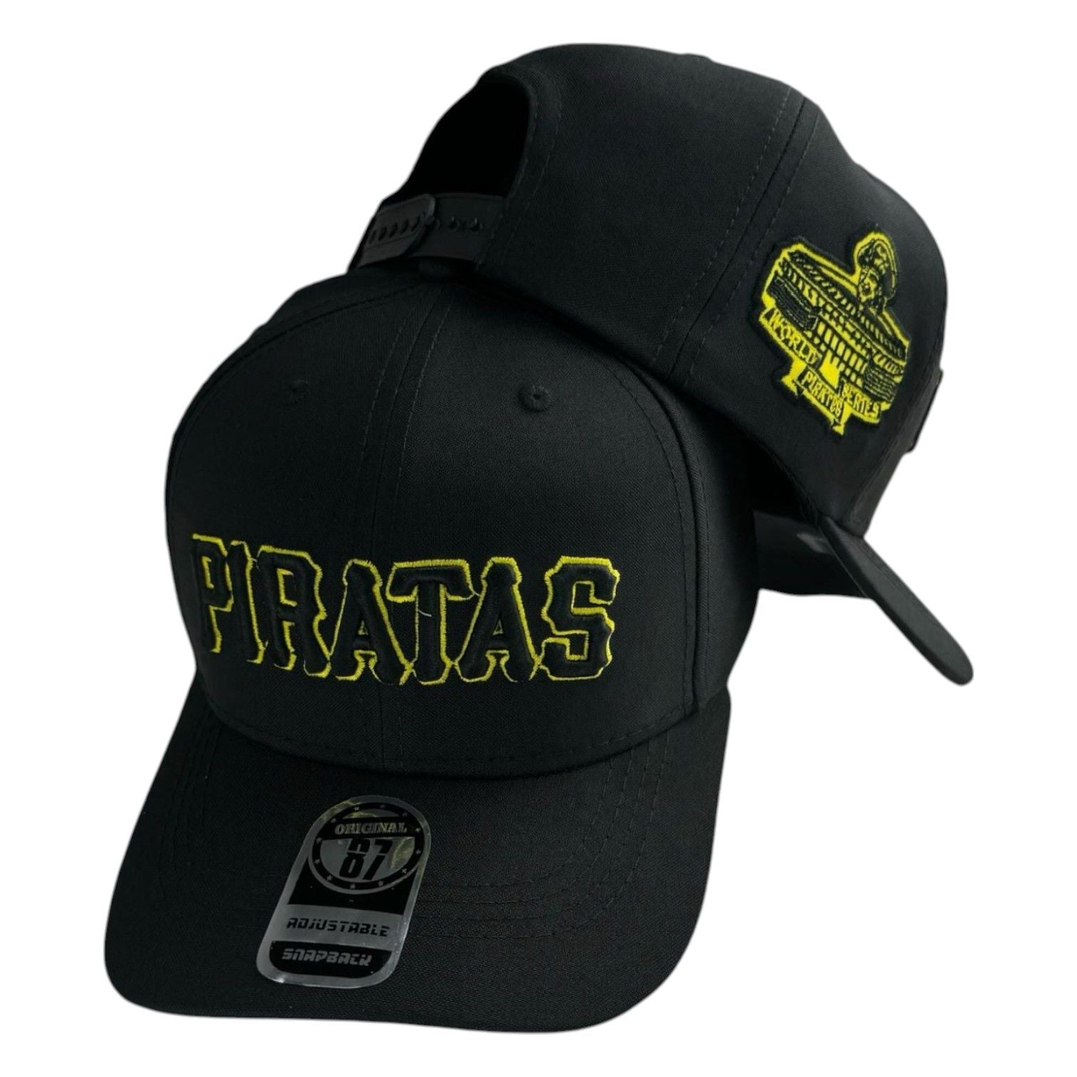 Gorra Equipos Negra con Bordado en Relieve y Parche Lateral.