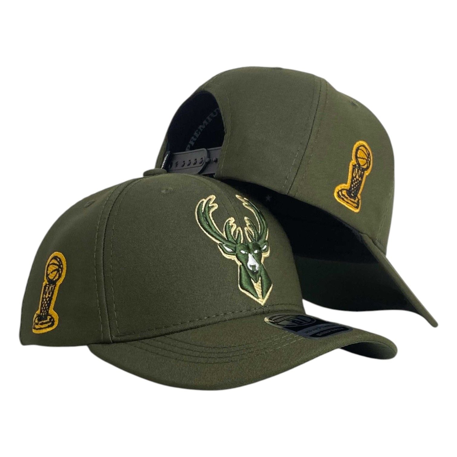 Gorra Equipos Verde con Bordado de Ciervo y Bordado de Trofeo.