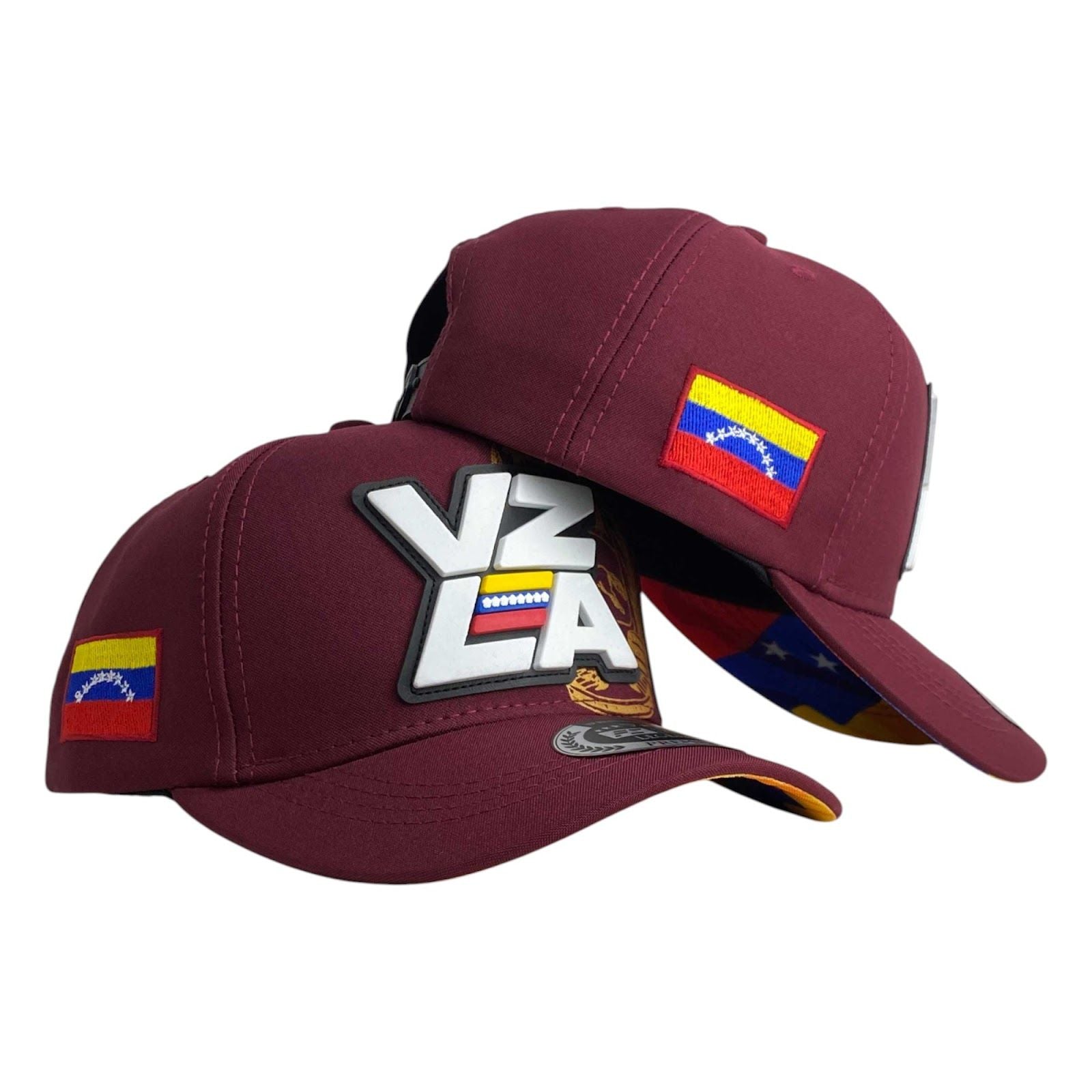 Gorra Venezuela Vinotinto con Bordado en Relieve y Parche de Bandera.