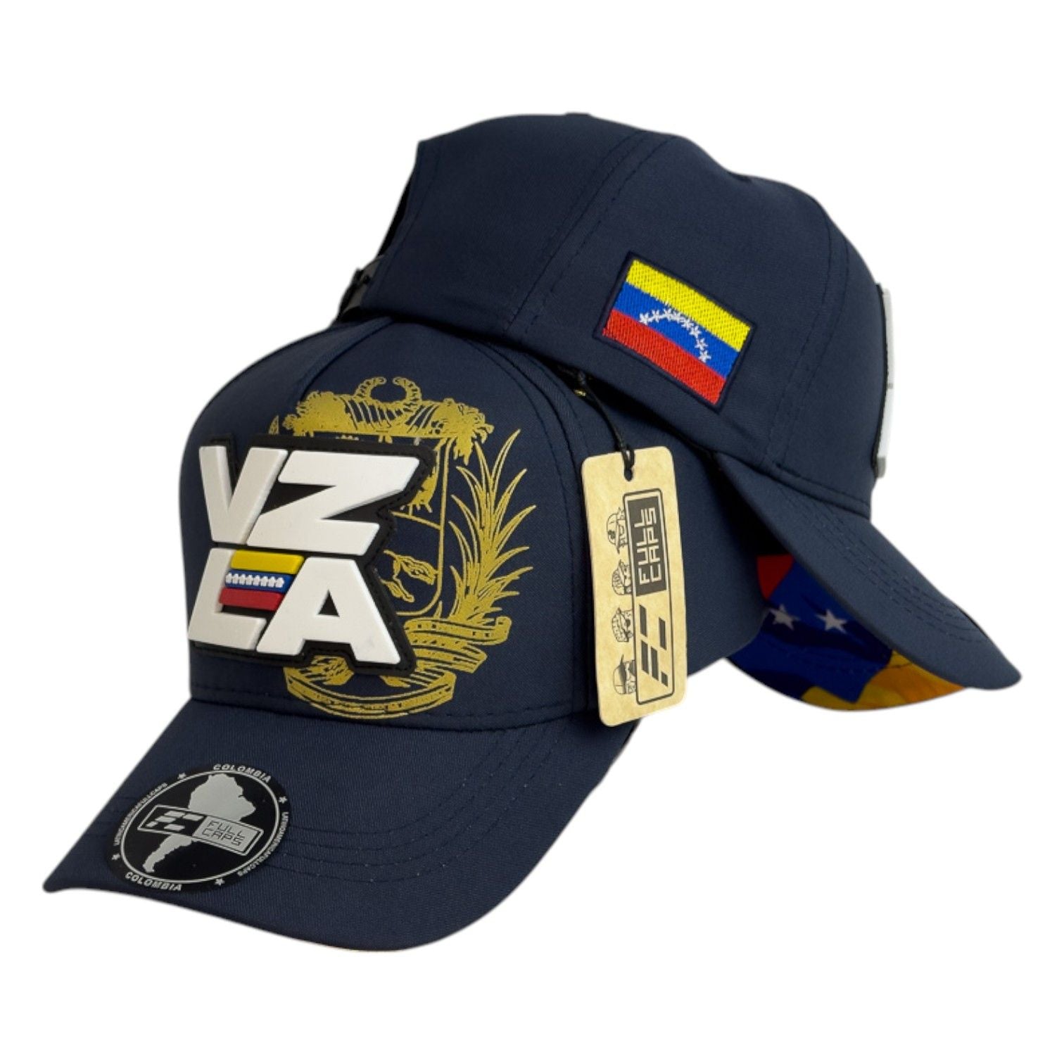 Gorra Venezuela Azul con Bordado en Relieve y Estampado en Visera.