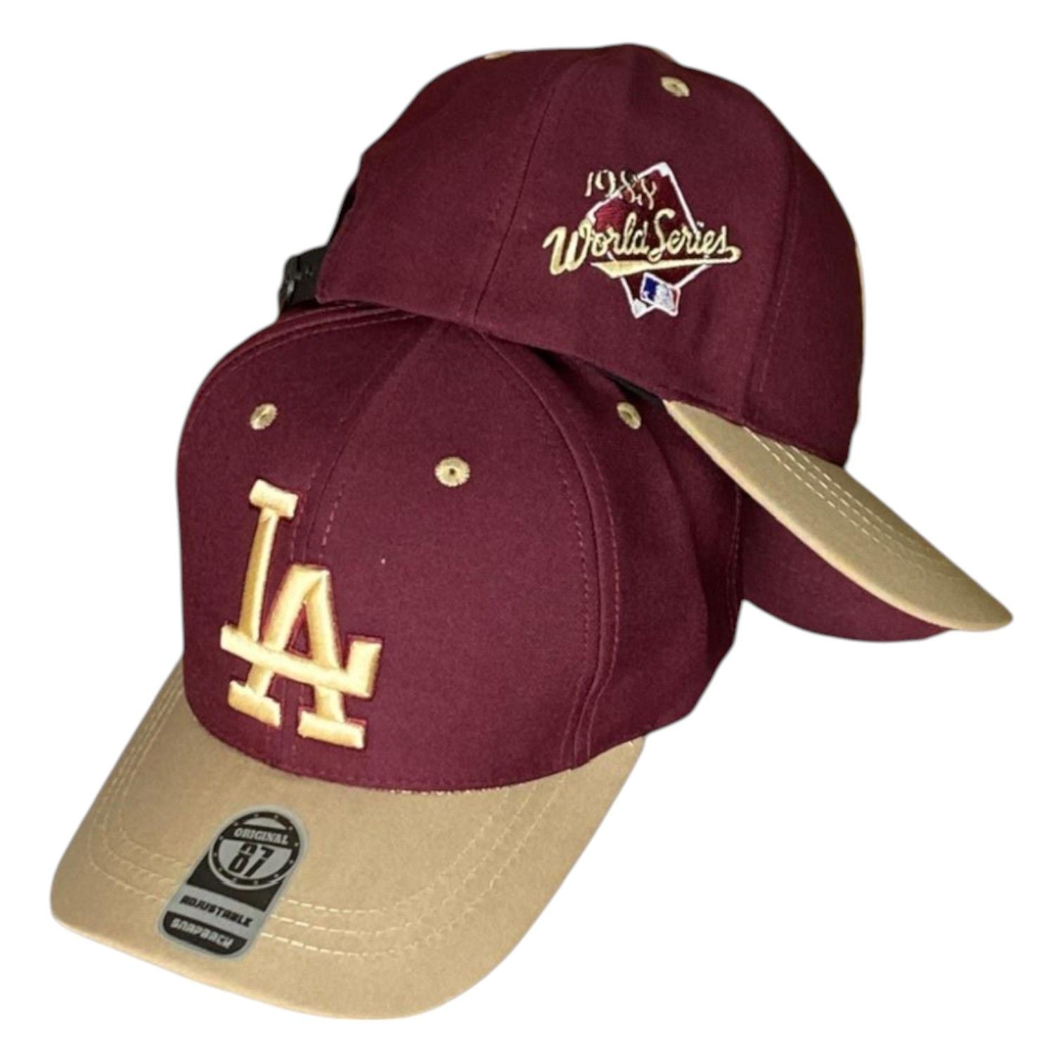 Gorra Equipos Vinotinto con Visera Beige y Bordado en Relieve.