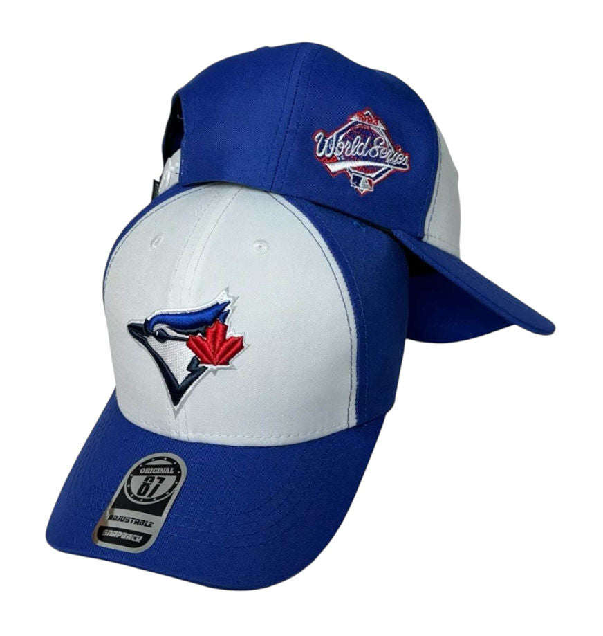 Gorra Equipos Azul y Blanca con Bordado de Alta Densidad y Parche World Series.