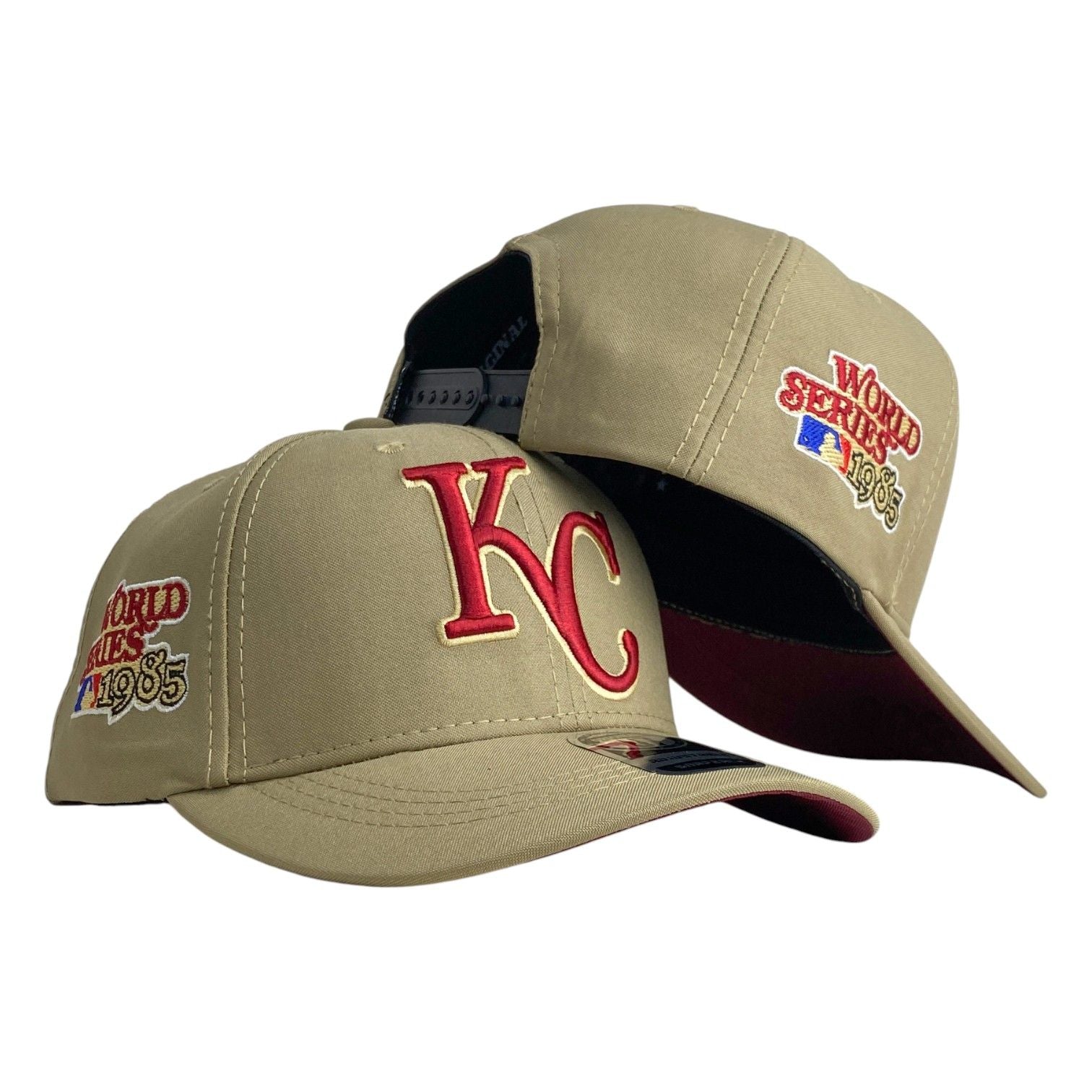 Gorra Equipos Beige con Bordado en Relieve y Parche World Series 1985.
