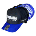 Gorra Yamaha Negra y Azul con Bordado en Relieve y Visera Estampada.