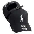 Gorra Polo Negra con Bordado en Relieve y Cierre de Cuero.