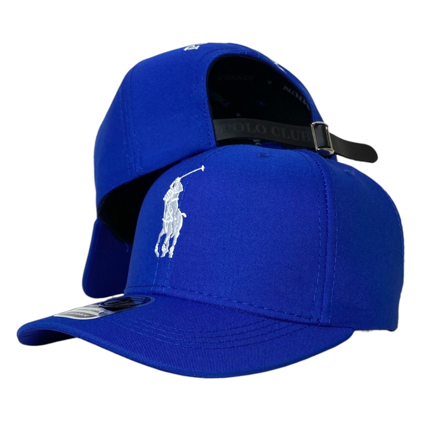Gorra Polo Azul con Bordado en Relieve y Cierre de Cuero.