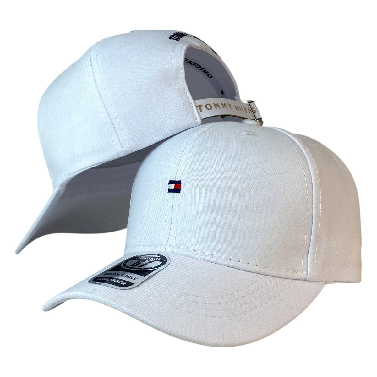 Gorra Tommy Blanca con Bordado de Logo y Cierre Ajustable.