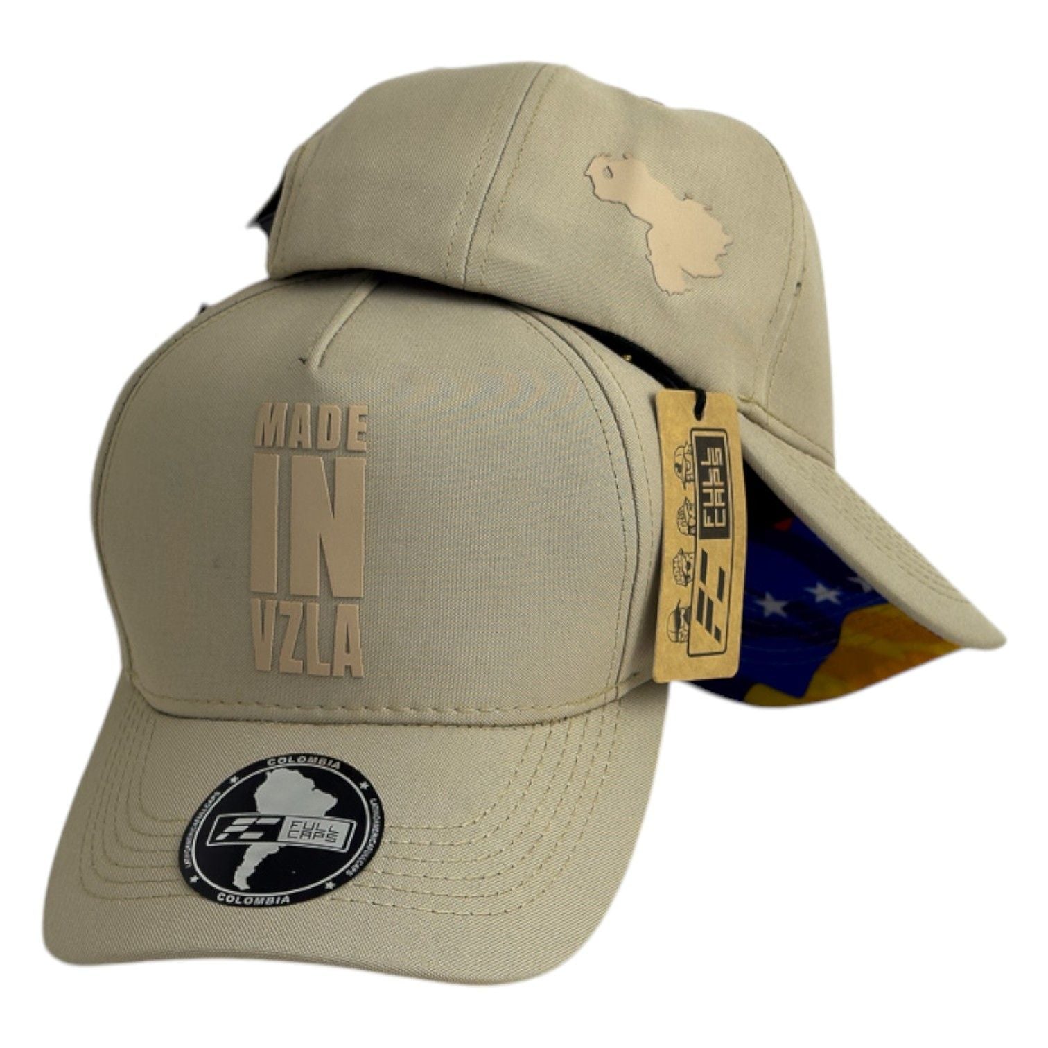 Gorra Venezuela Beige con Bordado en Relieve y Estampado Interno.