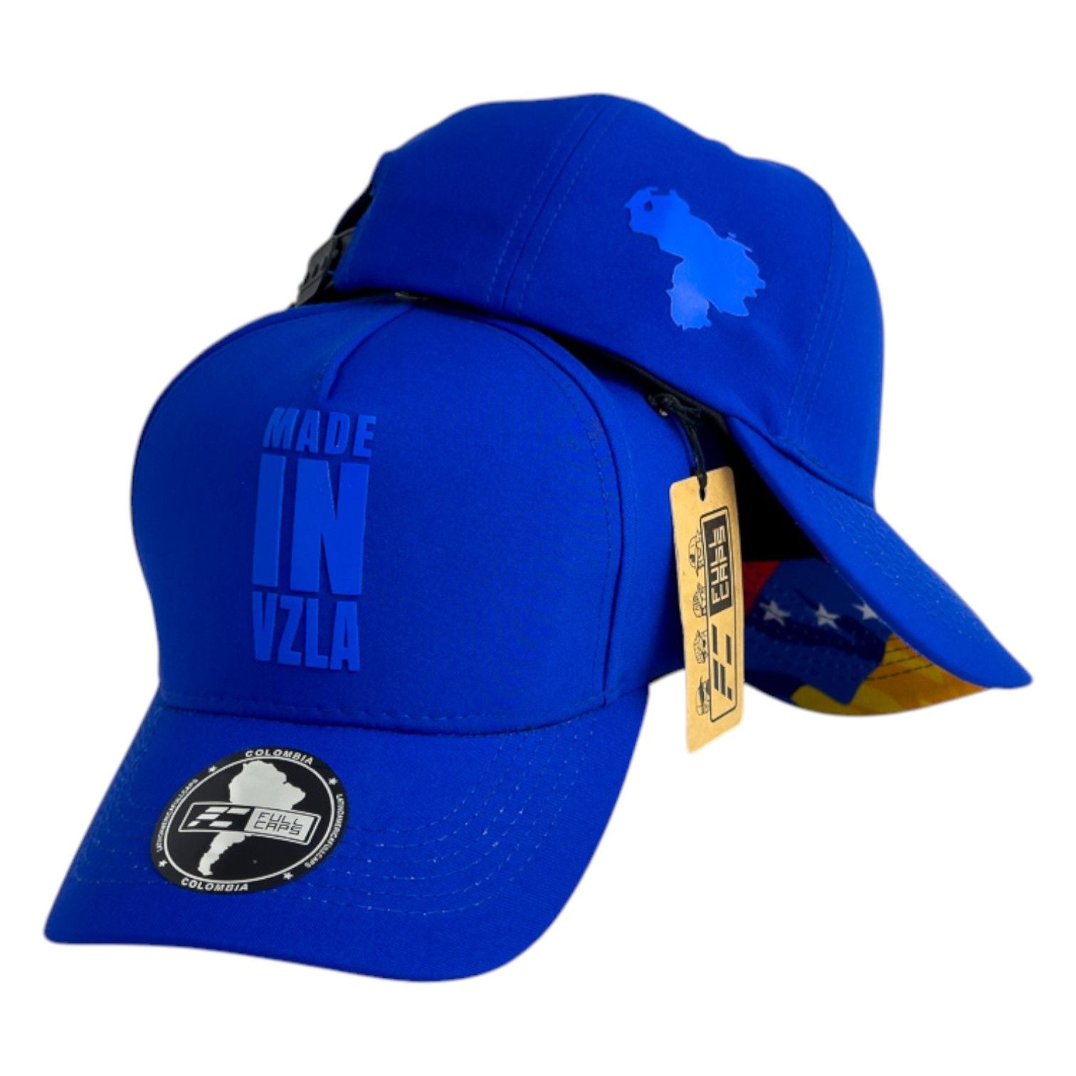 Gorra Venezuela Azul con Estampado en Relieve y Detalle de Bandera.