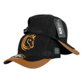 Gorra Full Corral Negra con Visera Miel y Bordado de Caballo.