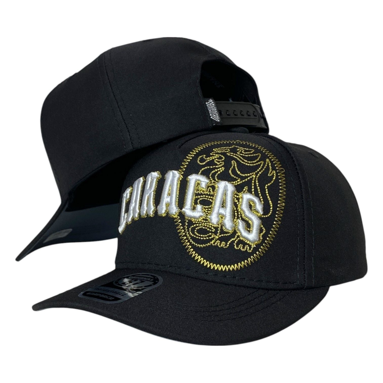 Gorra Venezuela Negra con Bordado en Relieve y Cierre Snapback.