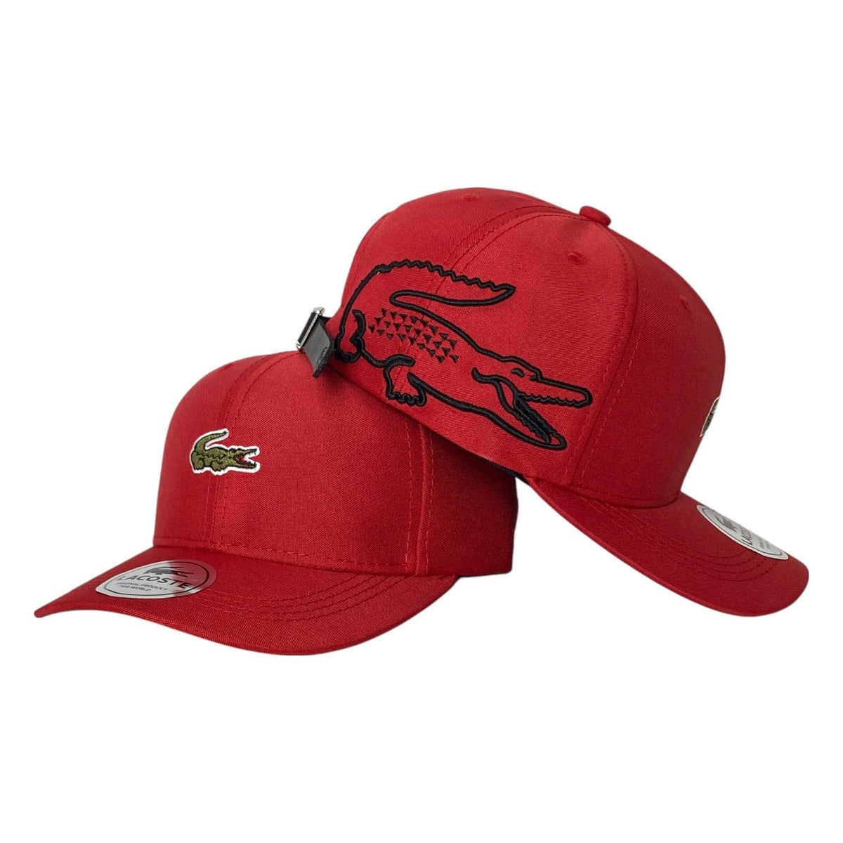 Gorra Lacoste Roja con Bordado en Relieve y Cierre de Cuero.
