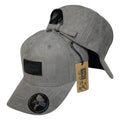 Gorra Full Caps Gris en Gamuza con Parche de Cuero y Cierre Metálico.