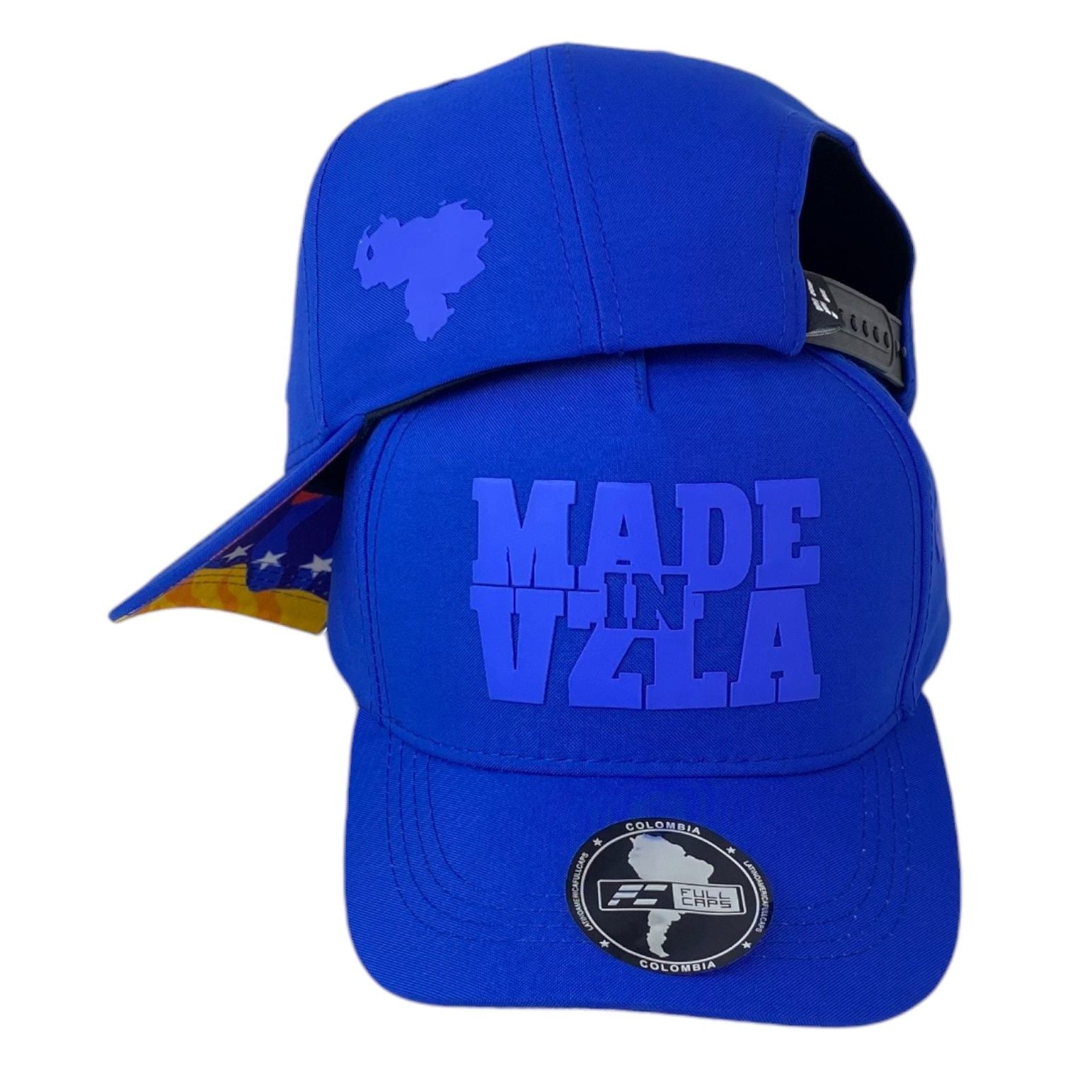 Gorra Venezuela Azul con Estampado en Relieve y Visera Estampada.