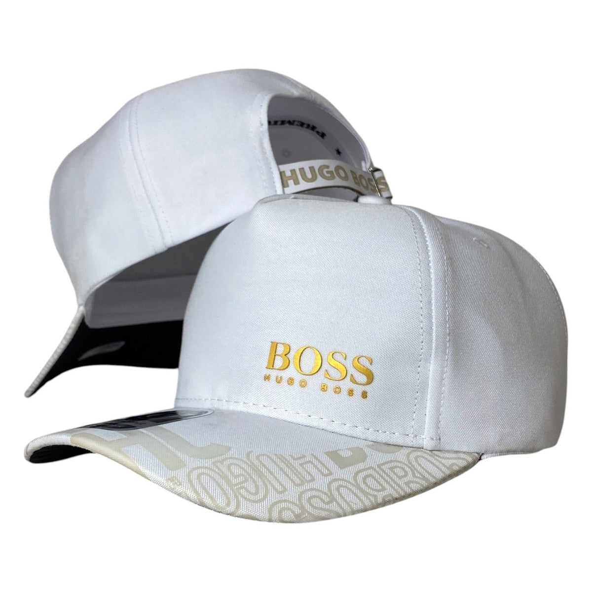Gorra Hugo Boss Blanca con Bordado en Relieve y Visera Estampada.