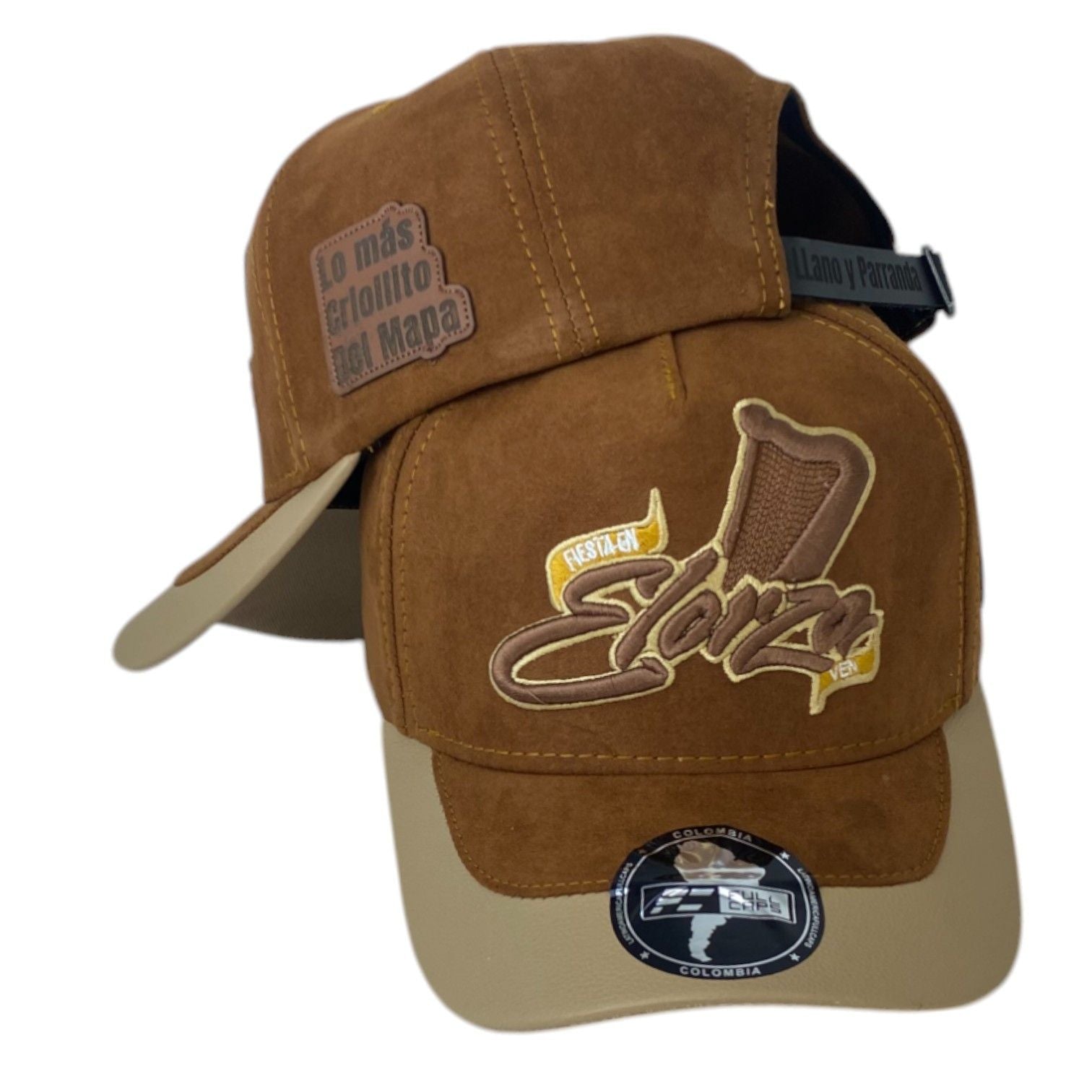 Gorra Elorza Marrón en Gamuza con Parche de Cuero y Bordado en Relieve.