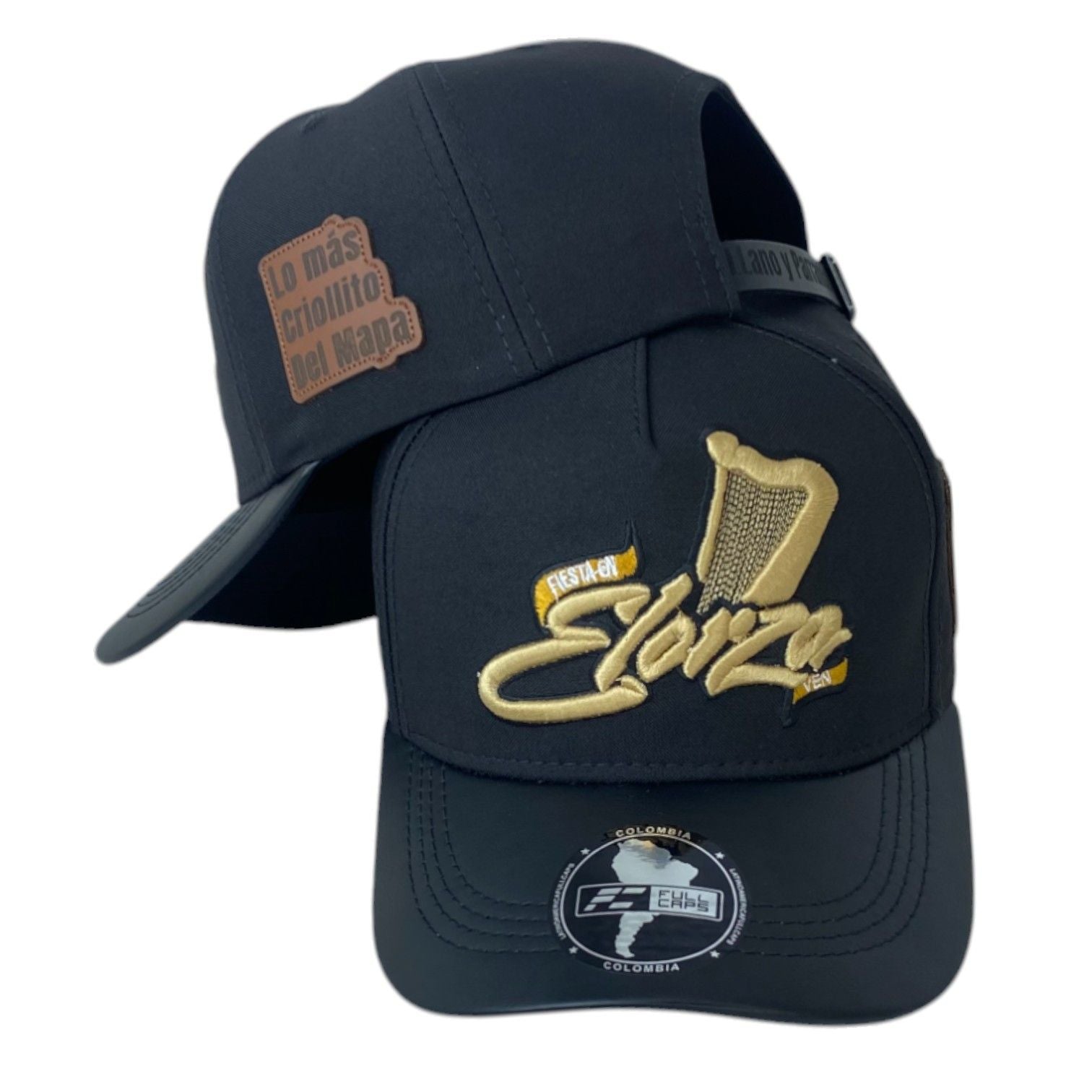 Gorra Elorza Negra con Bordado en Relieve y Parche de Cuero.