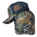 Gorra Elorza Camo con Malla Negra y Parche de Cuero.