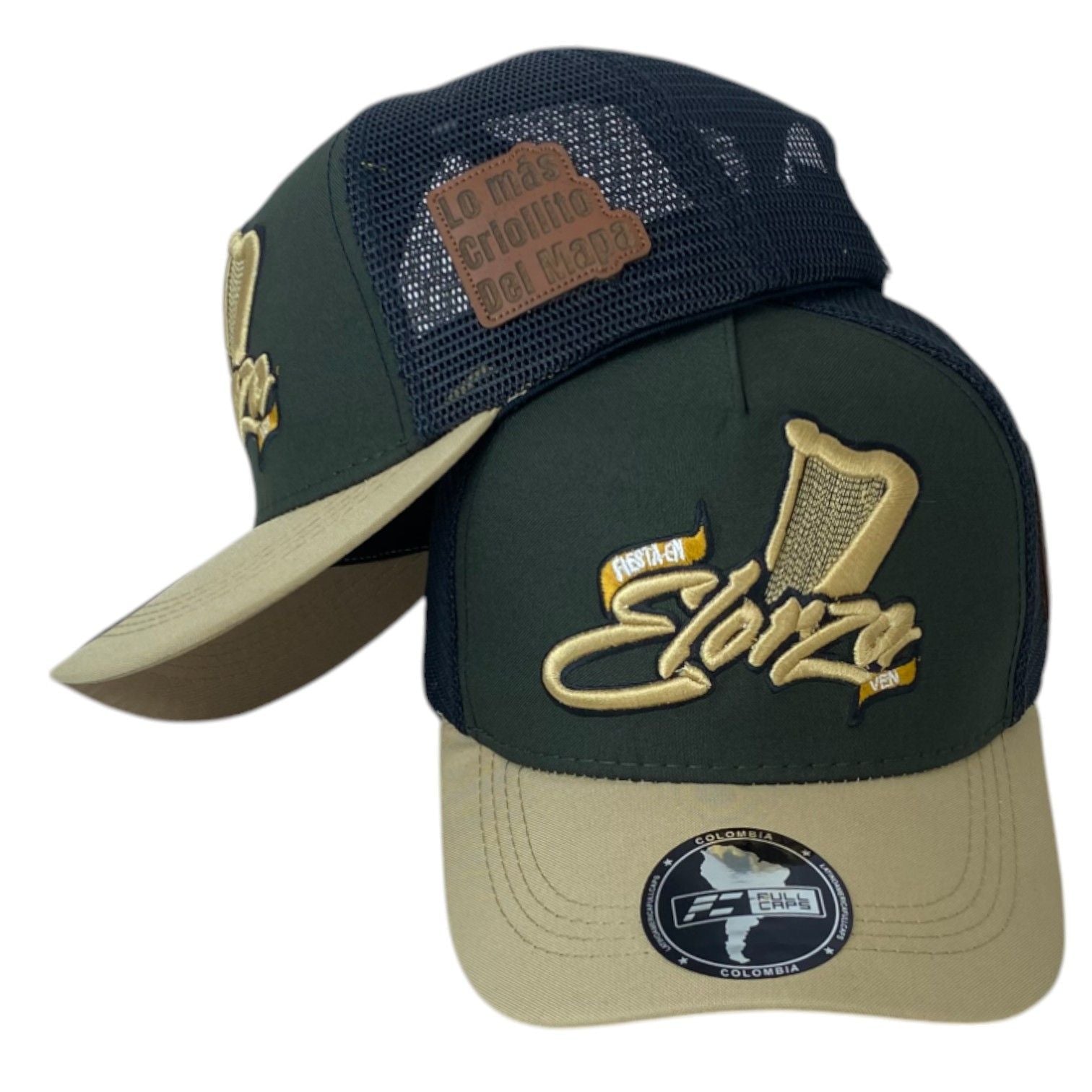 Gorra Elorza Verde con Bordado en Relieve y Parche de Cuero.