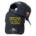 Gorra Venezuela Negra con Estampado en Relieve y Parche de Bandera.