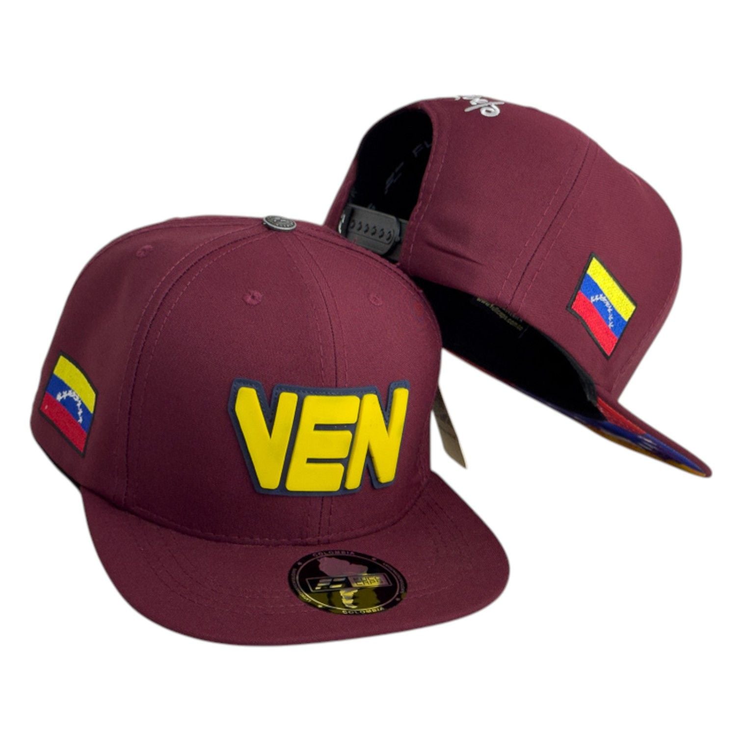 Gorra Venezuela Vinotinto con Estampado en Relieve y Parche de Bandera.