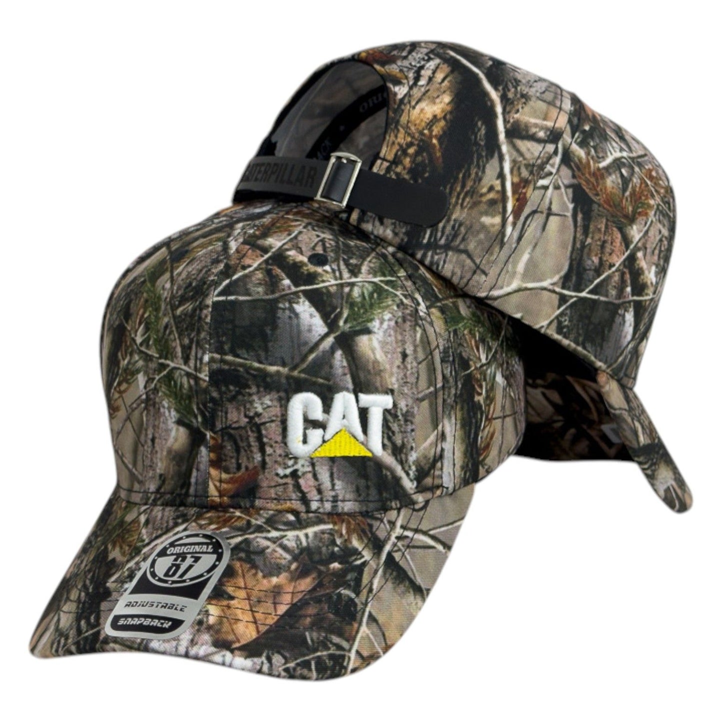 Gorra Caterpillar Camo con Bordado en Relieve y Cierre de Cuero.
