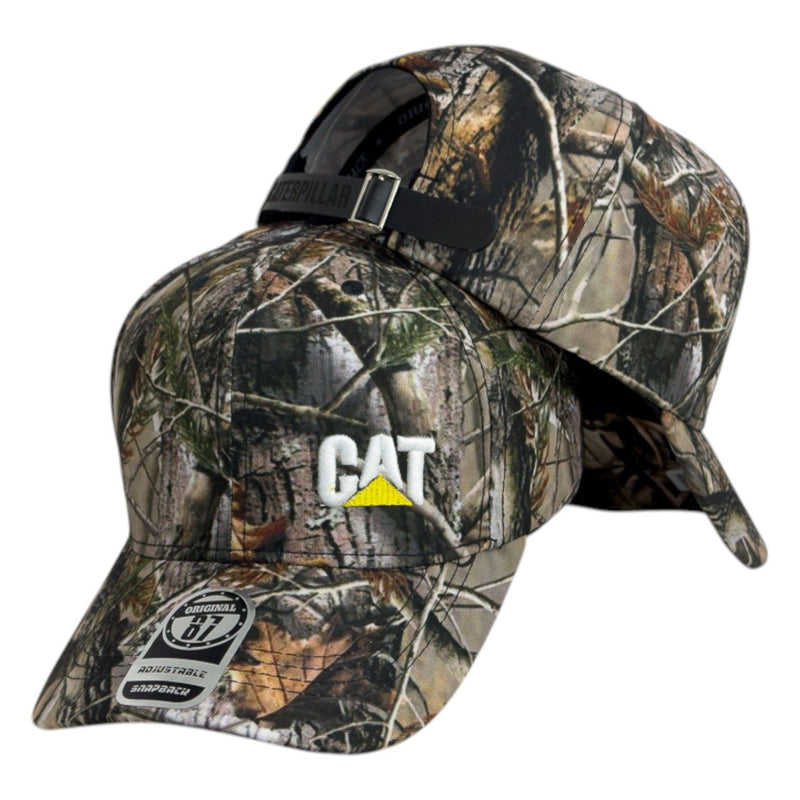 Gorra Caterpillar Camo con Bordado en Relieve y Cierre de Cuero.
