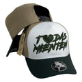 Gorra Full Caps Beige con Verde con Bordado en Relieve y Visera Verde.
