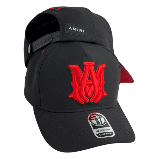 Gorra Amiri Negro con Bordado rojo en Alto Relieve y parche traserso.