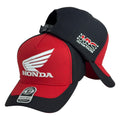 Gorra Motos Roja y Negra con Bordado en Relieve y Estampado Lateral.