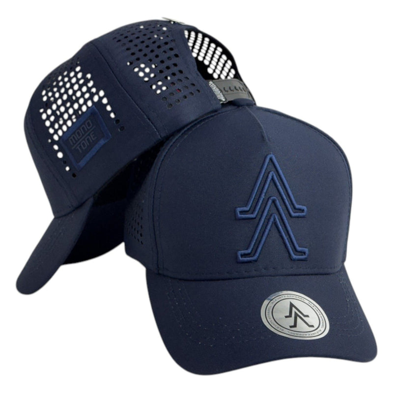 Gorra Alevate Azul con Bordado en Relieve y Malla Perforada.