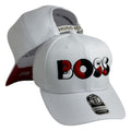Gorra Hugo Boss Blanca con Bordado en Relieve y Visera Roja.