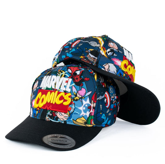 Gorra Multimarca Azul con Estampado de Marvel y Bordado en Relieve.