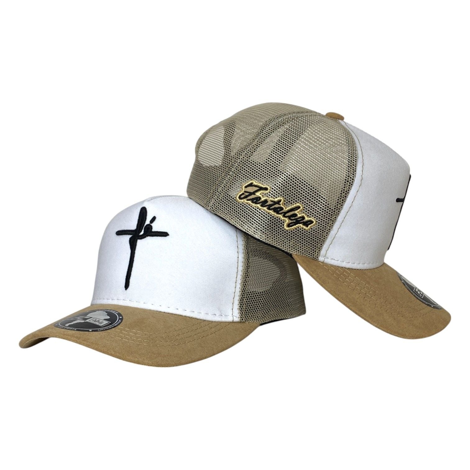 Gorra FE Beige con Malla Beige y Bordado en Relieve.