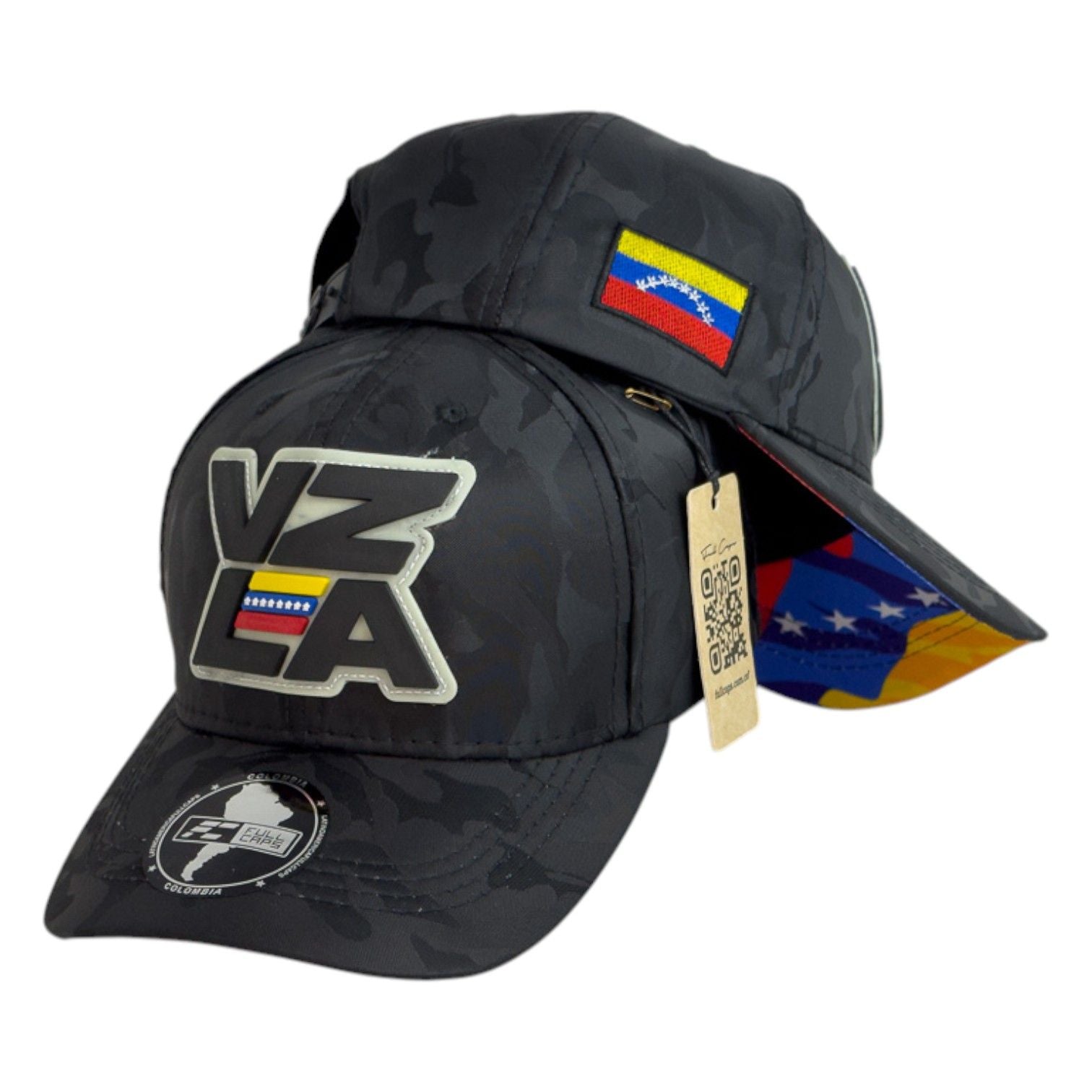 Gorra Venezuela Camo con Bordado en Relieve y Visera Estampada.