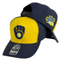 Gorra Equipos Azul y Amarilla con Bordado en Relieve y Parche World Series.