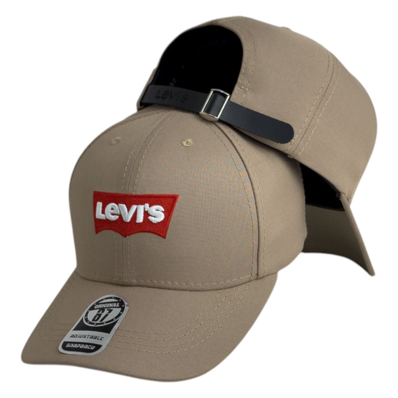 Gorra Levis Beige con Bordado en Relieve y Cierre de Cuero.