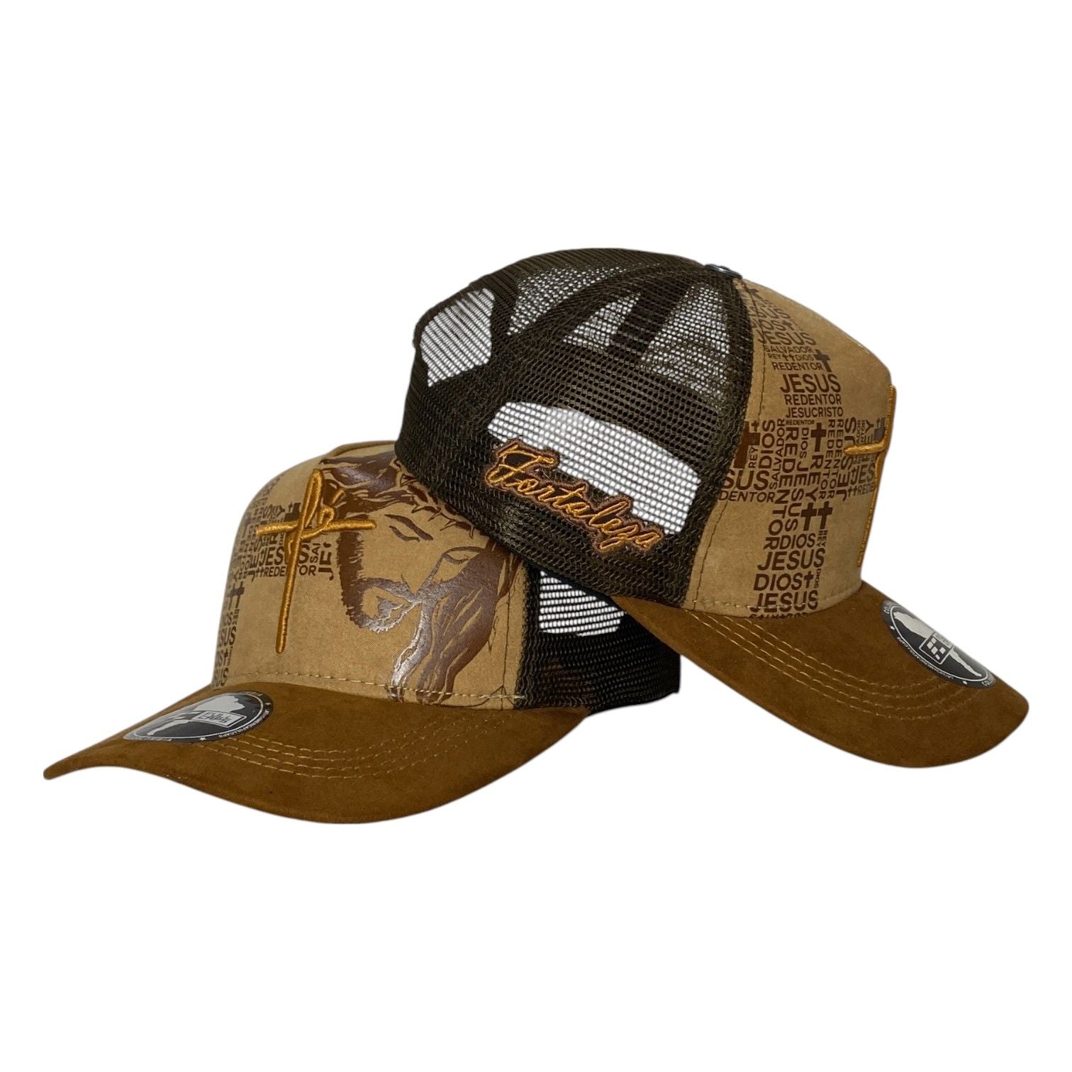 Gorra FE Marrón con Estampado y Malla Negra.