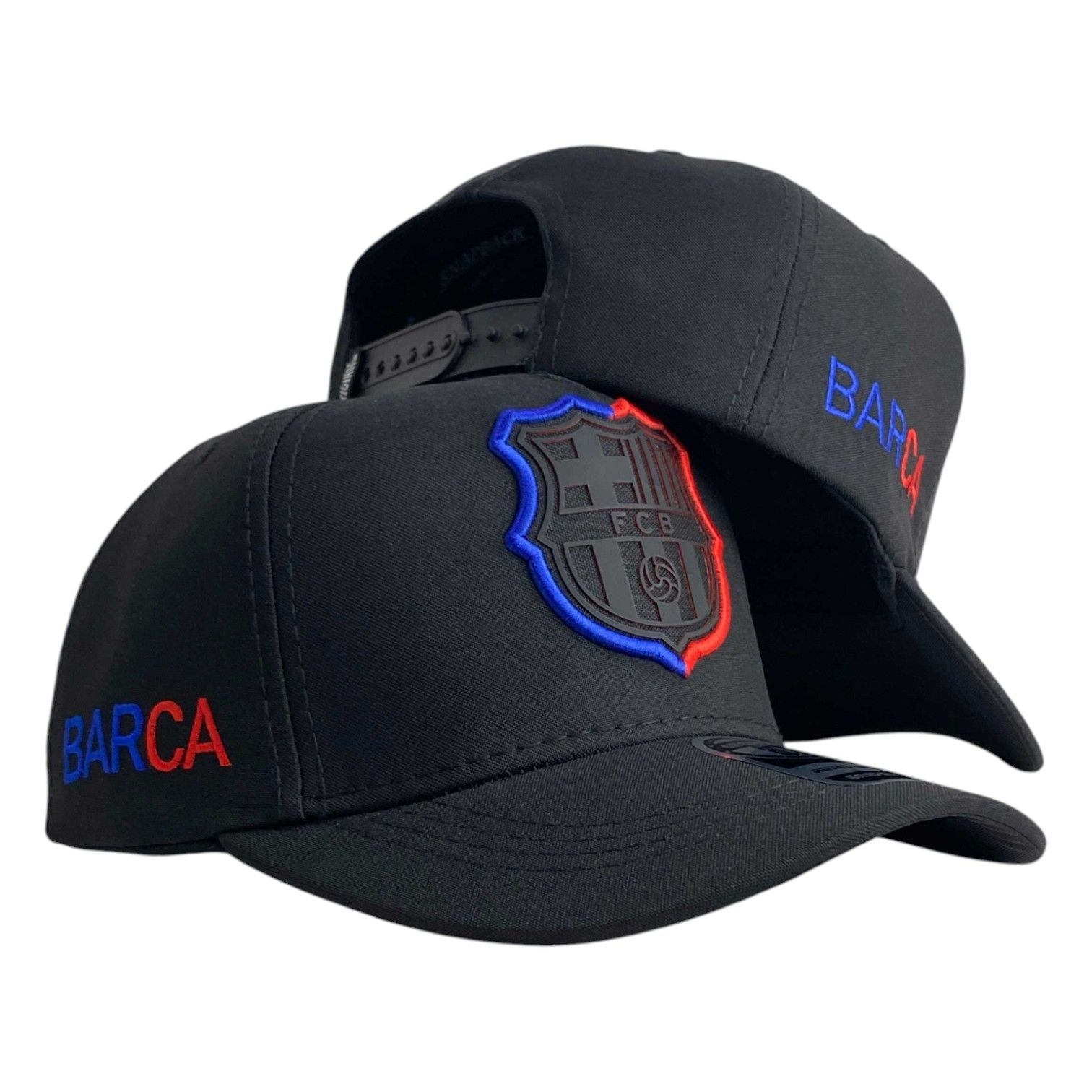 Gorra Barcelona Negra con Bordado en Relieve y Bordado Lateral.