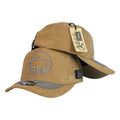 Gorra Full Corral Beige en Gamuza con Bordado de Cerdo y Visera Gris.