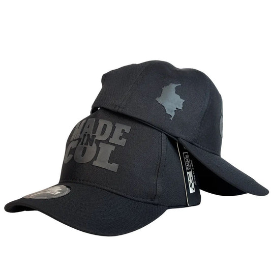 Gorra Colombia Negra con Estampado y Bordado en Relieve.