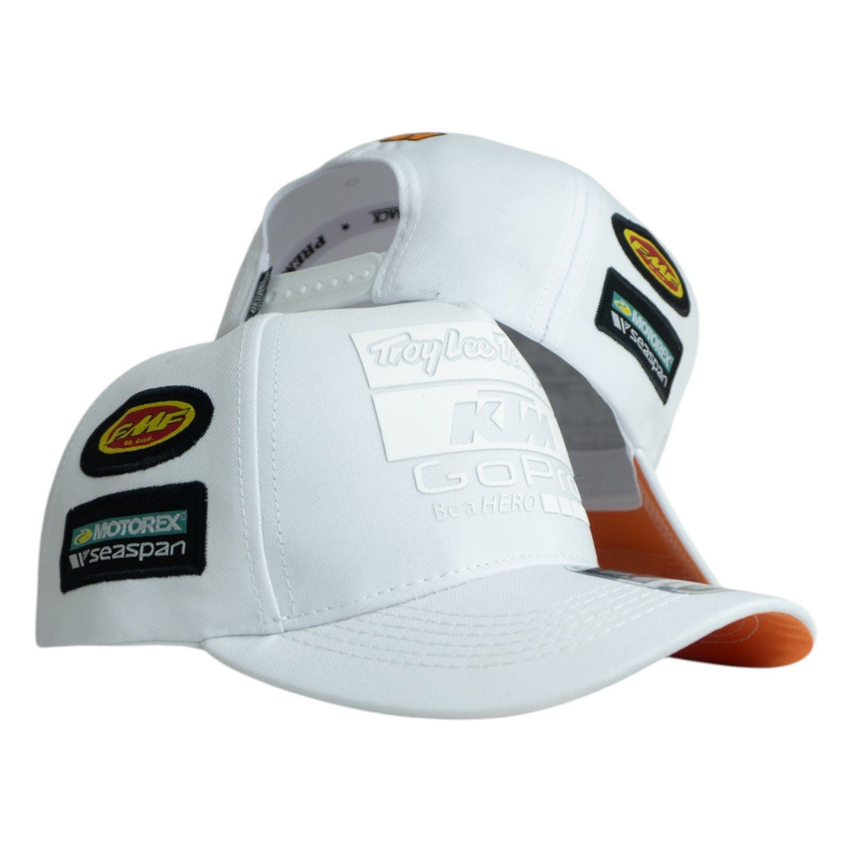 Gorra KTM Blanca con Bordado en Relieve y Parches Laterales.
